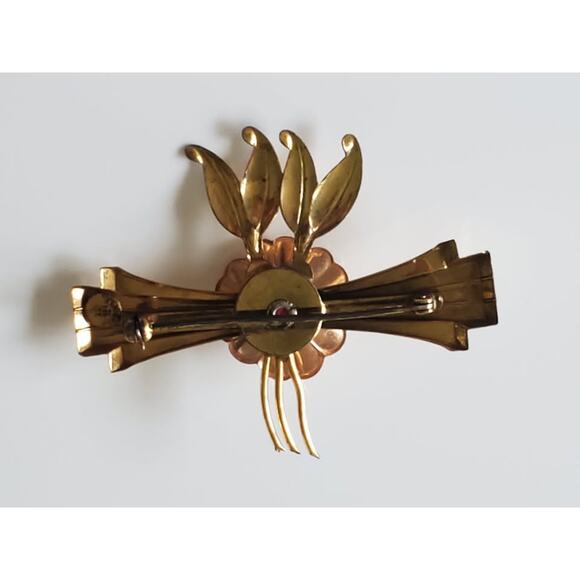 Vintage 1940s Gold-fill Harry Iskin Floral Brooch - Picture 5 of 8